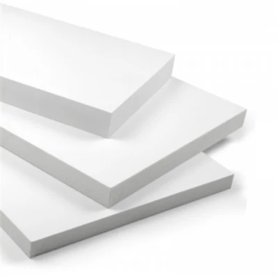 Laminated PVC foam board sheets stacked showing consistent finish across a shipment Laminated PVC foam board sheets stacked showing consistent finish across a shipment