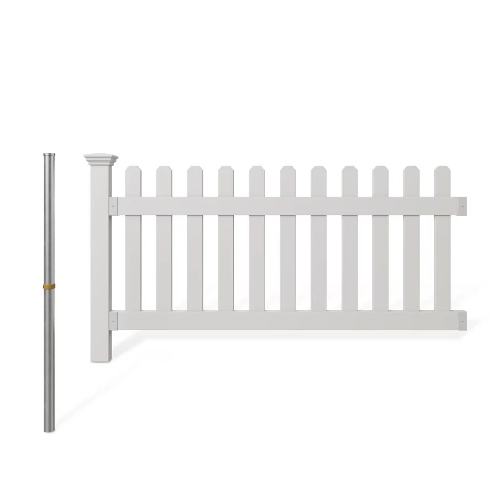 White Portable Vinyl Picket Fence — 3 ft × 6 ft